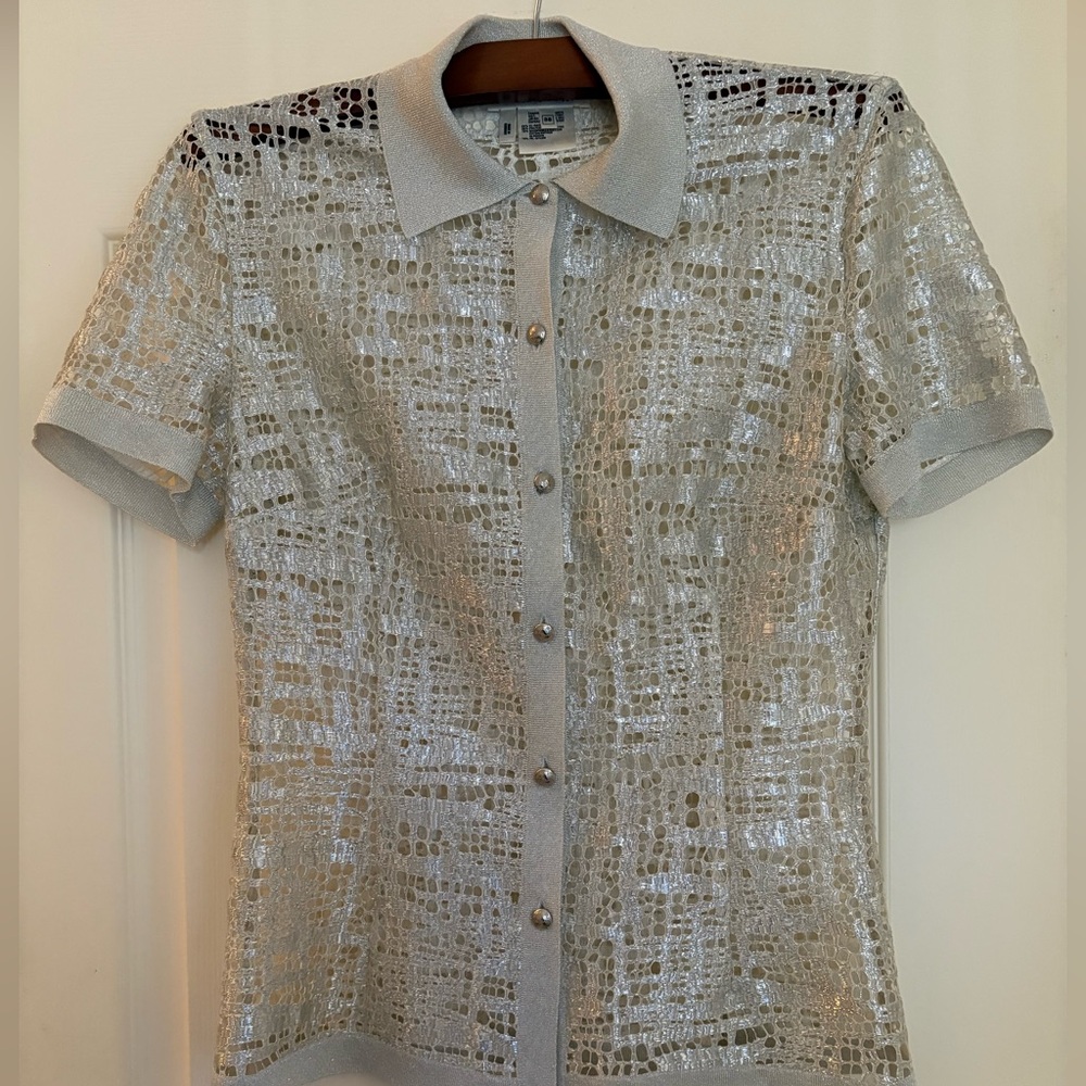 Escada Silver Lace Top